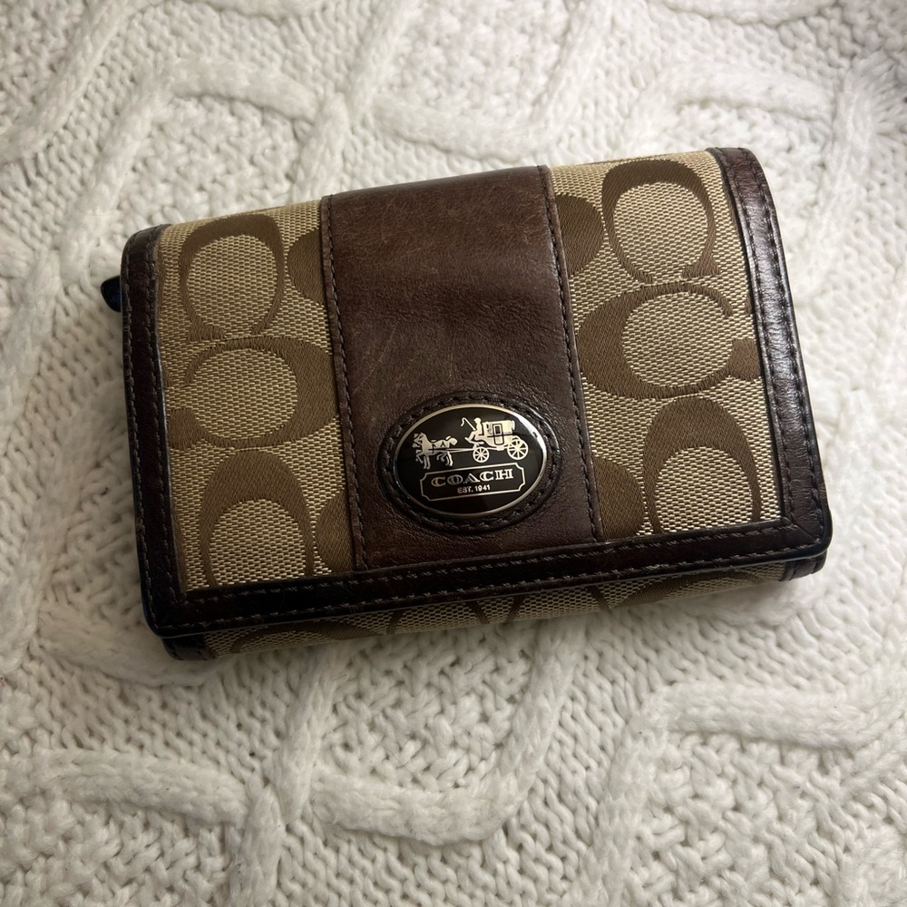 Coach Signature Brown and Tan Wallet